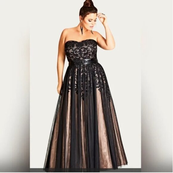 City Chic Embroidered Tulle Maxi Dress - Picture 1 of 12